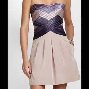 BCBG pleated satin stretch dress